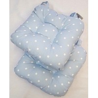 PALE BABY BLUE POLKA DOTS TIE ON PADDED SPOTTY CHUNKY CHAIR SEAT PAD £8.99 EACH   322425489287